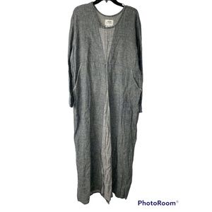 FLAX 100% Linen Maxi Dress Blue Chambray Large